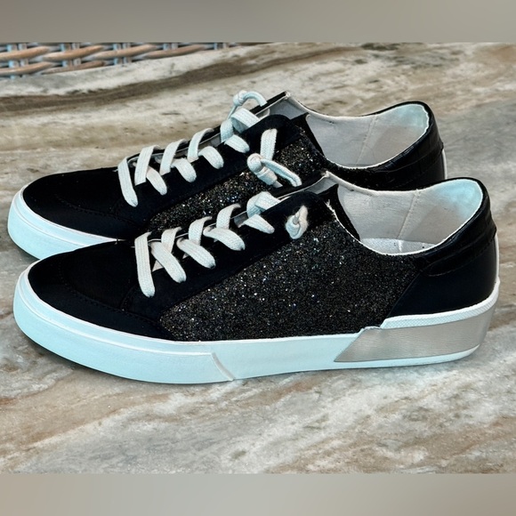 Women’s DOLCE VITA Zole black glitter sneakers- Size 7.5 - Picture 2 of 11